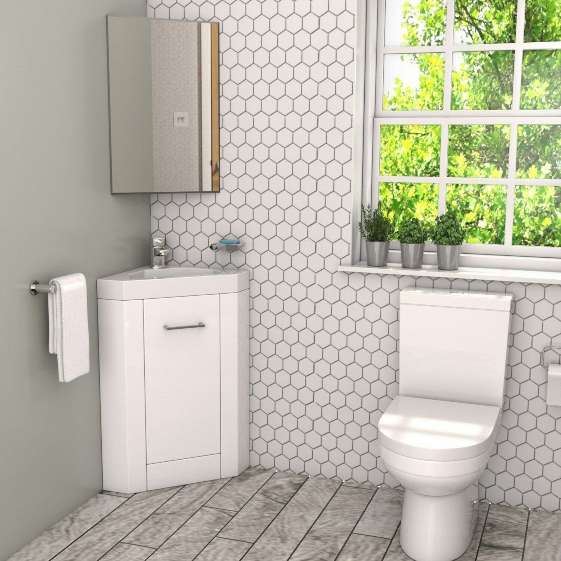 New & Boxed 400mm White Freestanding Vanity Unit With Basin - Apollo. RP £394.99. Mv836V2. Cl... - Image 2 of 2