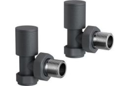 15mm Standard Connection round Angled Anthracite Radiator Valves. Ra03A. Complies With BS 2767...