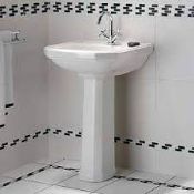 New Traditional Two Tap Hole Basin And Full Pedestal. Made From Hardwearing Vitreous China, The...