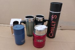 6 items Thermos travel mugs, Chillies water bottles