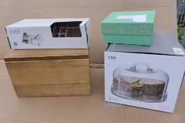 4 items LSA Dome, Sophie Conran butter dish, Leon Storage box