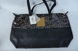 Orla Kiely Textured Bark Leather Shopper Bag Black