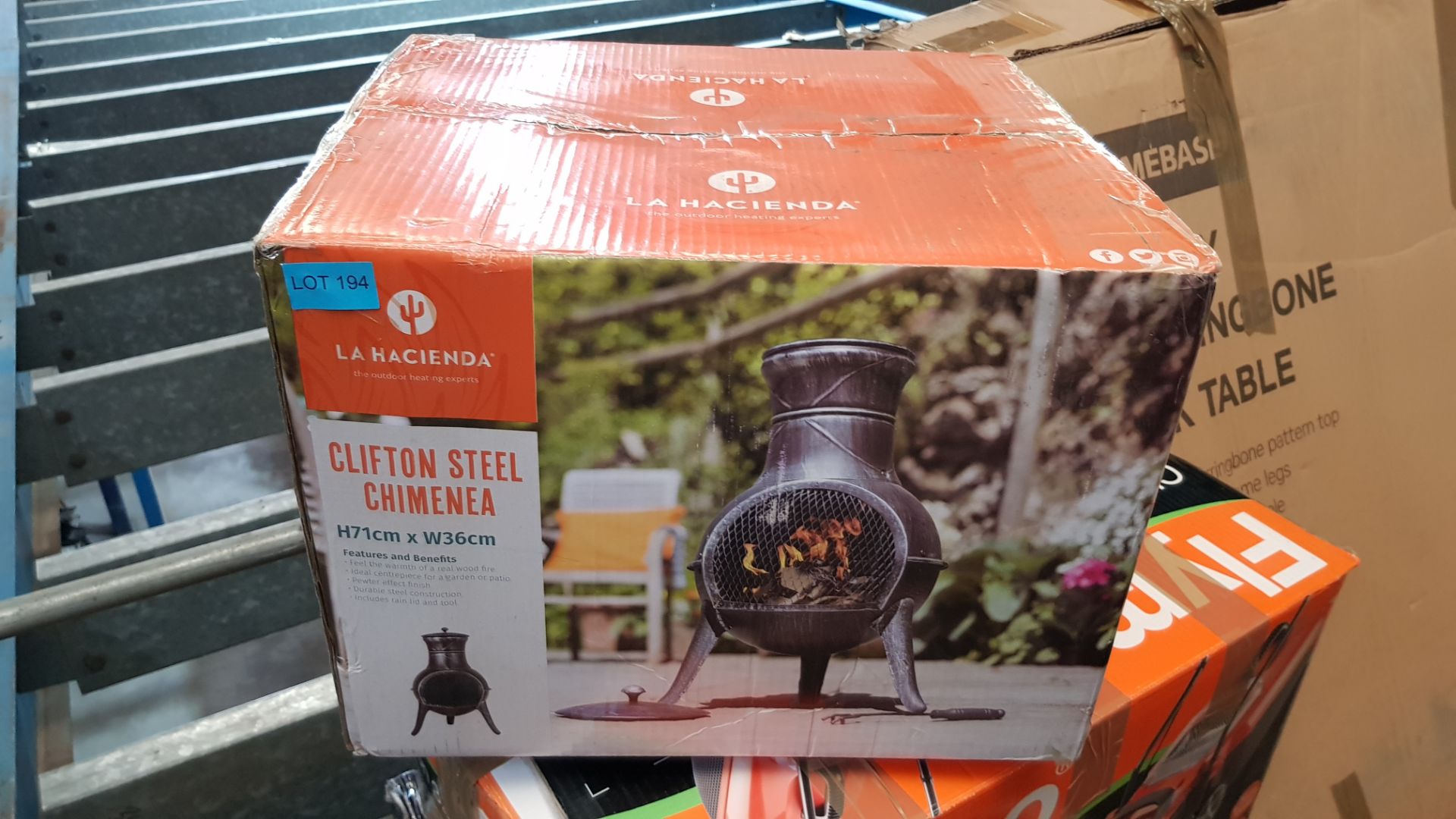 (P6) 1x La Hacienda Clifton Steel Chimenea. New, Sealed Undelivered Return With Slight Box Damage O - Image 3 of 4