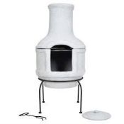 (P2) 1x Margaretta Clay Chimenea White. (H87x D40cm)