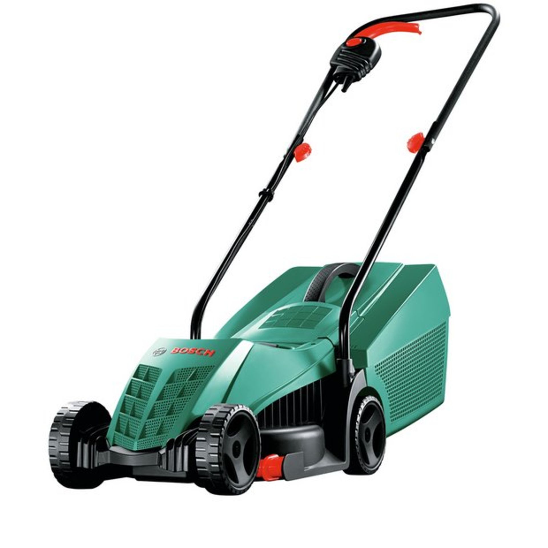 (3C) 4x Lawnmower Items. 2x Bosch Rotak 32-12 1200W. 1x Powerbase 37cm 1600W Rotary Lawnmower. 1x