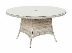 (3C) 2x Items. 1x Round Rattan 6 Seater Garden Patio Table With Mottled Table Top. 1x 2.7M Crank &