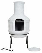 (P2) 1x Margaretta Clay Chimenea White. (H87x D40cm)