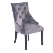 (3B) 2x Annabelle Velvet Ding Chairs Grey (RRP £150 When Complete). 1x With Legs & Loose Fixings.