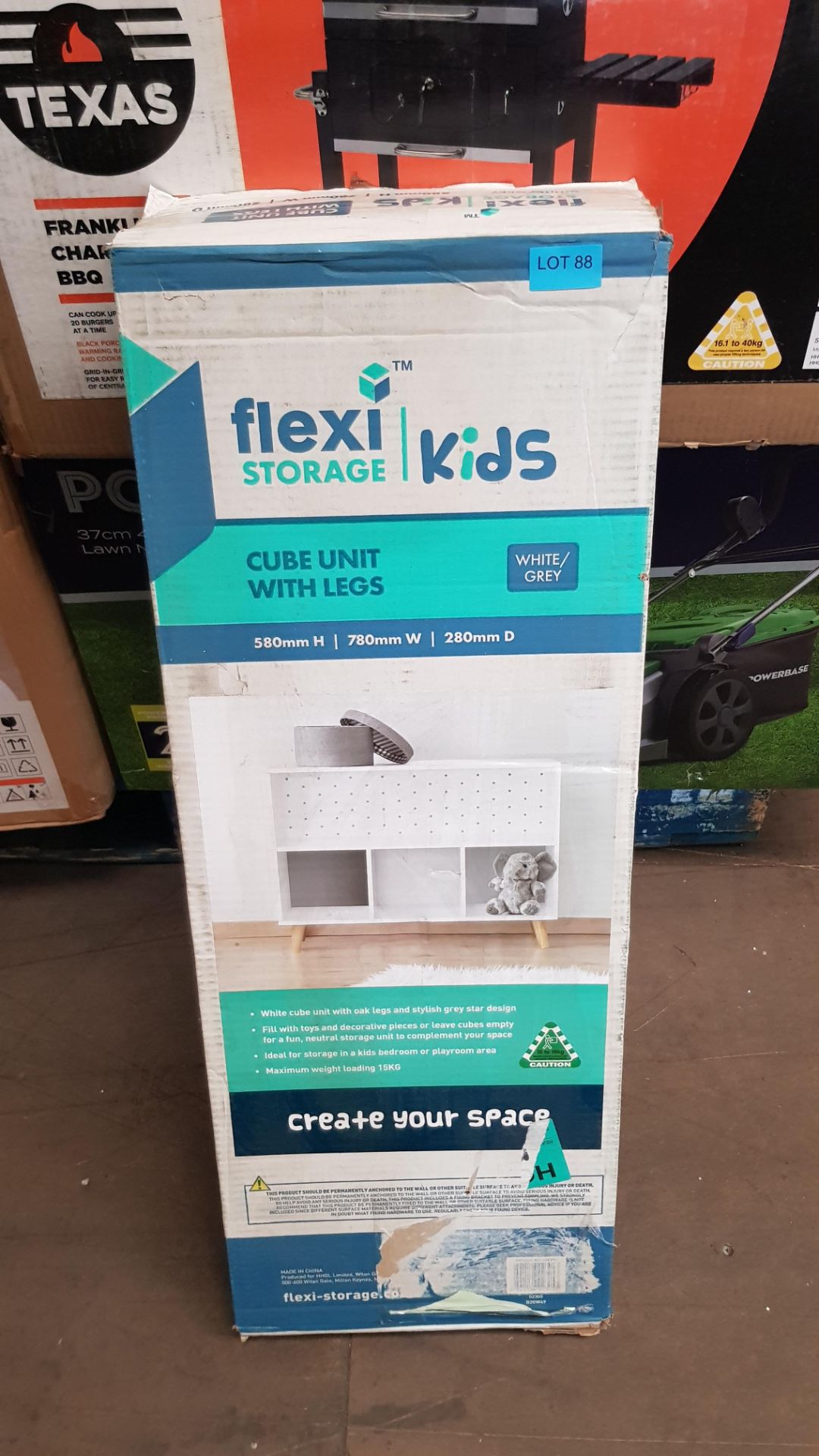 (P3) 1x Flexi Storage Kids Cube Unit With Legs White / Grey. (H580x W780x D280mm) - Image 3 of 3