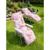 (3A) 2x Pastel Floral Reclining Garden Chair