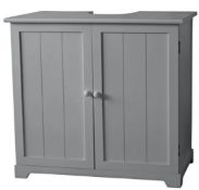 (P6) 1x Grey Classic Under Sink Double Unit RRP £65. Paulownia Wood. Grey Painted Finish. 2x Doors