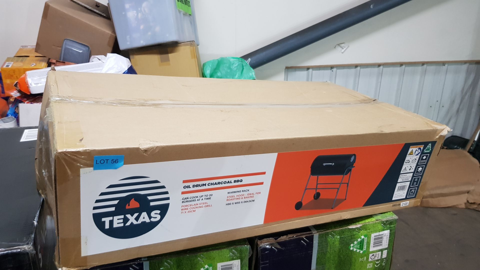 (P6) 1x Texas Oil Drum Charcoal BBQ (H90x W93x D64.5cm). New, Sealed Unit. - Image 2 of 2