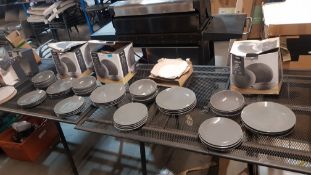 4x GH Stoneware Grey 12 Piece Dinner Set (Lot Comes With 3x Boxes)