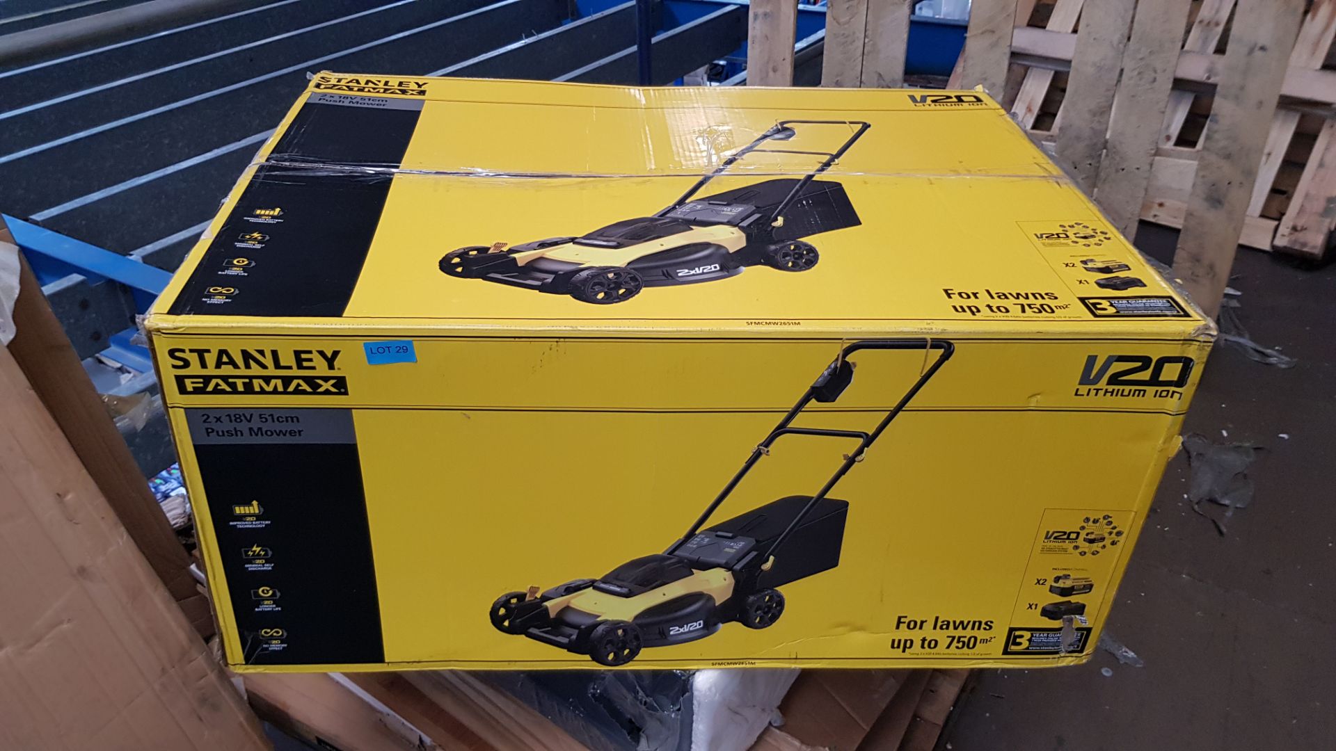 (P10) 1x Stanley Fatmax V20 Lithium Ion 51cm Push Mower RRP £399.99. New, Sealed Item. - Image 3 of 4