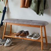 (3E) 2x Items. 1x Living Elements Bamboo Shoe Bench With Grey Cushion Seat. 1x VidaXL.com Radiator