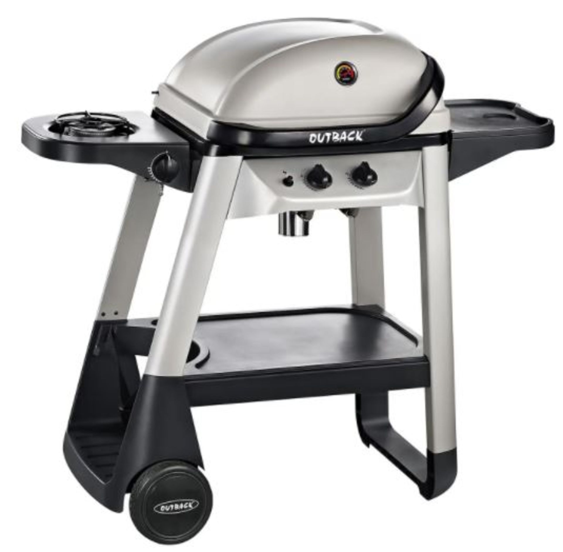 (P6) 1x Outback Excel 310 Gas BBQ Silver RRP £100. New, Sealed Unit, With Damage To Box On One Side