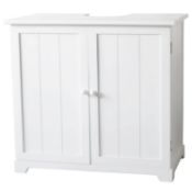 (P3) 1x White Classic Under Sink Double Unit. Paulownia Wood. White Painted Finish. 2 Doors, 1 Shel