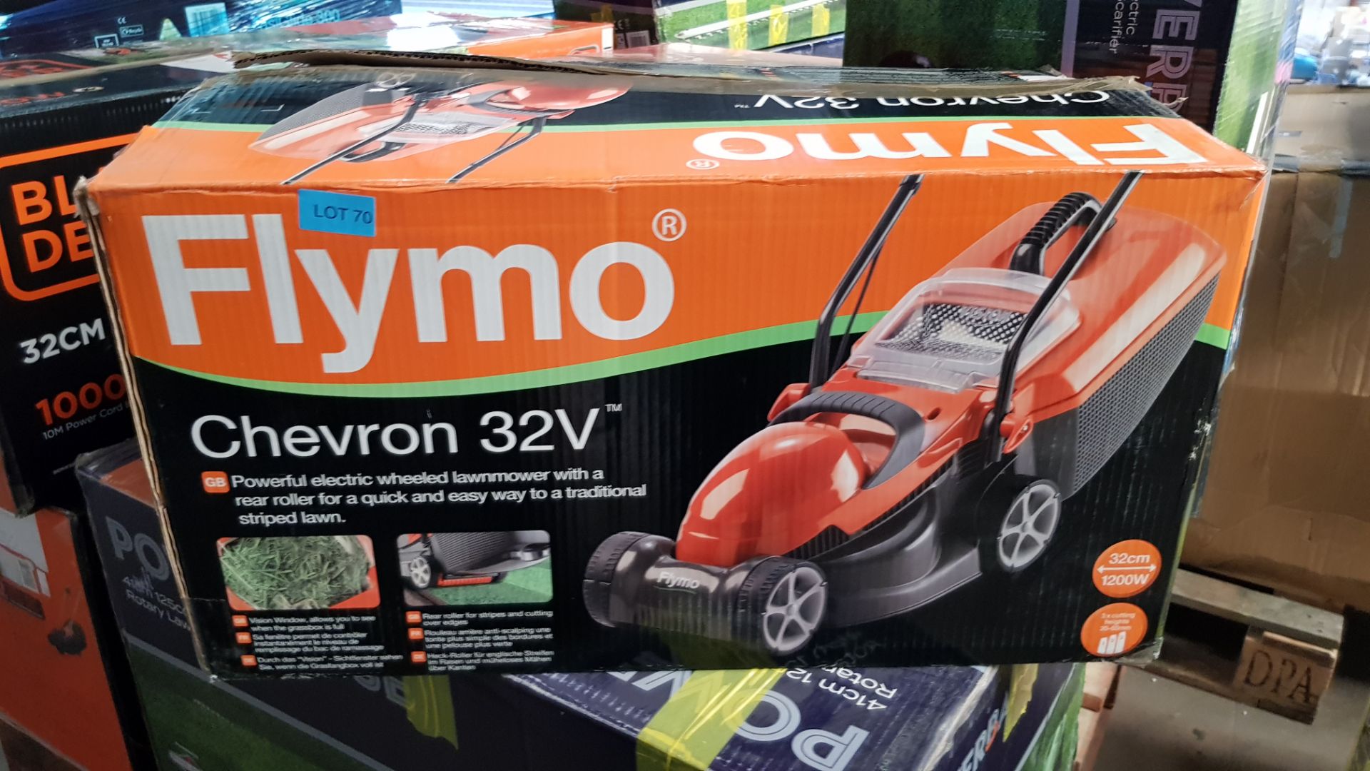 (P3) 1x Flymo Chevron 32V Lawn Mower. Contents Appear As New, Clean & Unused. - Image 3 of 5