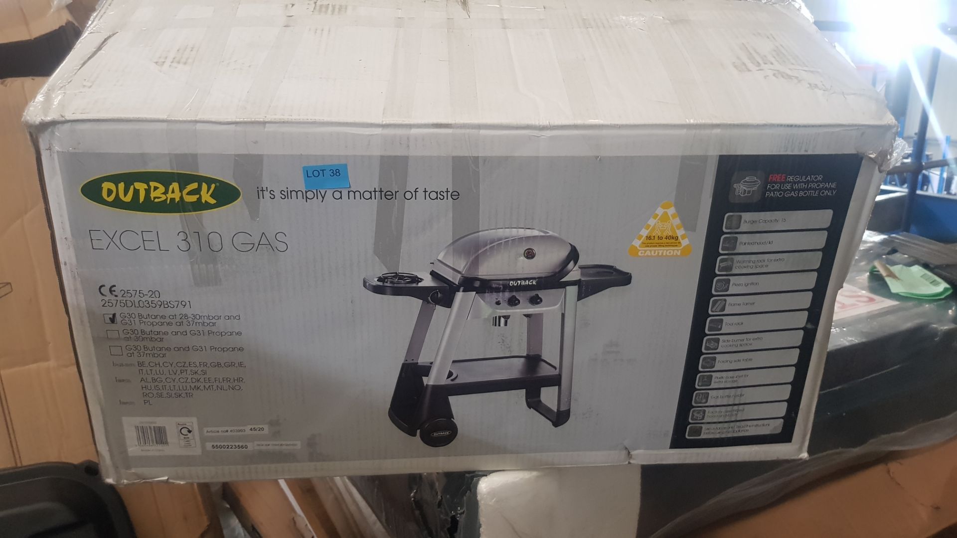 (P9) 1x Outback Excel 310 Gas BBQ Silver RRP £100. - Image 3 of 3