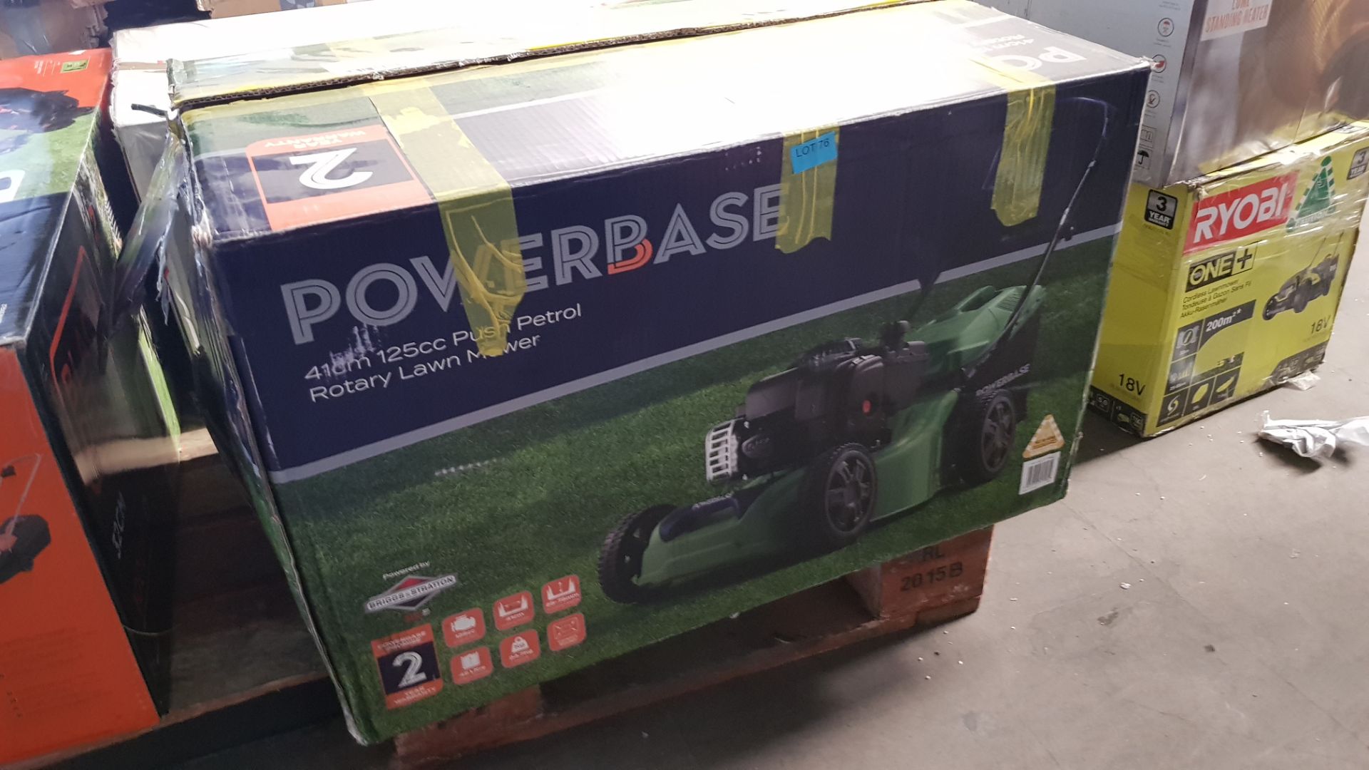 (P5) 1x Powerbase 41cm 125cc Pish Petrol Rotary Lawn Mower. RRP £199.00. Unit Is Clean, Appears N - Image 3 of 5