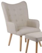 (2I) 2x Leon Beige Lounge Chairs (Only 1x Leg Set With This Lot). Both Units Appear Clean, Unused.