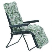 (3A) 2x Fern Pattern Green Reclining Garden Chair.