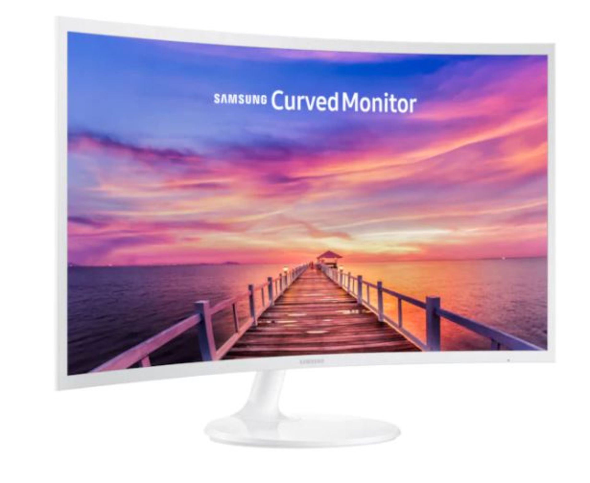 (13A) 1x Samsung Curved Monitor White (LC32F391FWUXEN) Monitor Has Damaged LCD But Still Displays