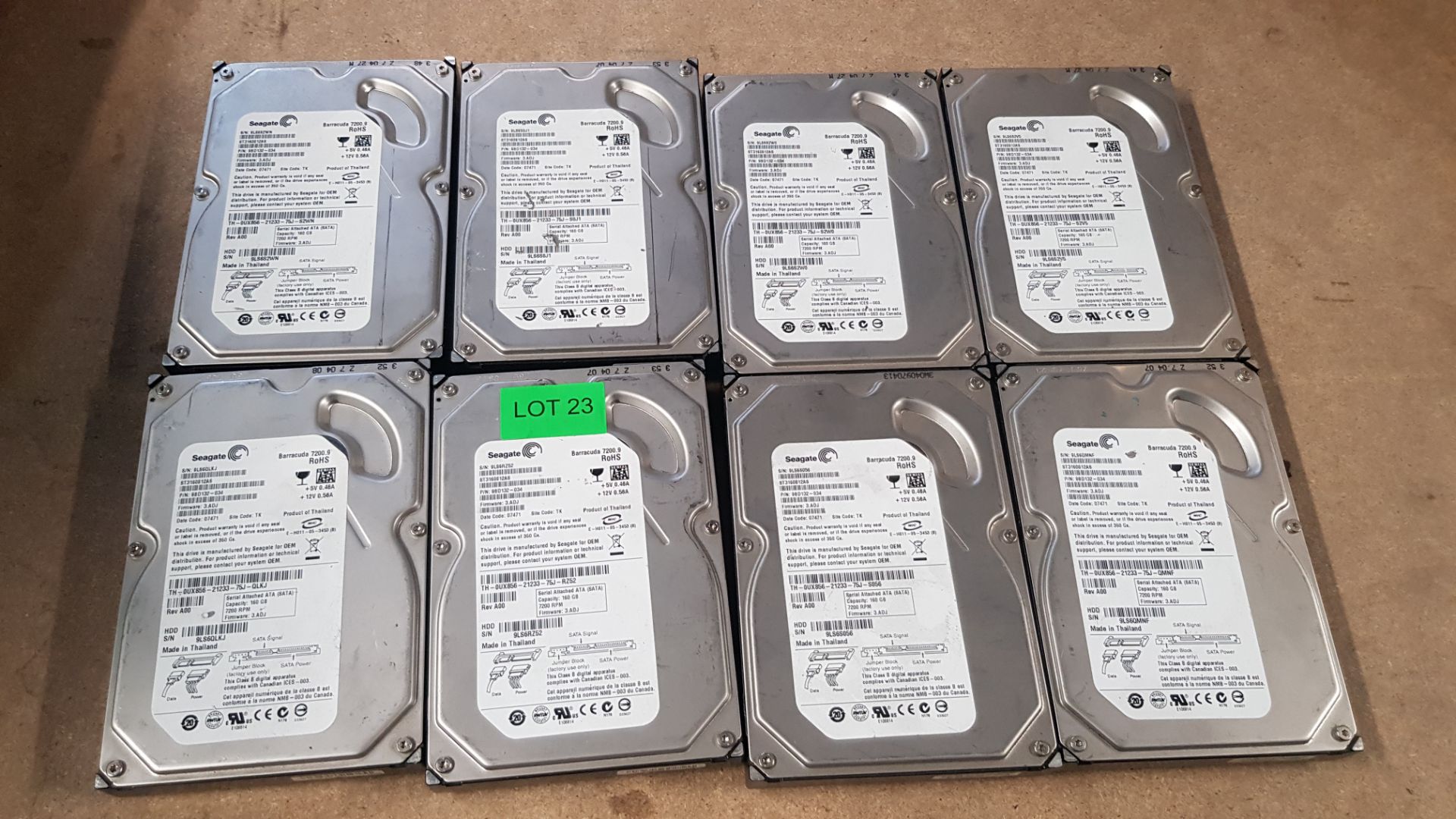 (13A) 8x Seagate Barracuda 160GB 3.5 HDD SATA. (Contents Wiped On Units). - Image 2 of 3