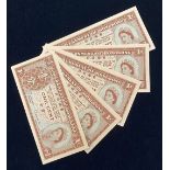 1961 Hong Kong 1 Cent Banknotes x5
