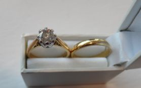18 ct. Gold & Platinum Diamond Ring. Size M 18ct. Wedding Band Size M