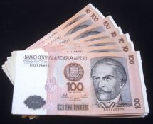 Pack Of 50 x 100 Intis Peru Banknotes