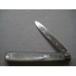 Victorian Mother of Pearl Hafted Silver Fruit Knife