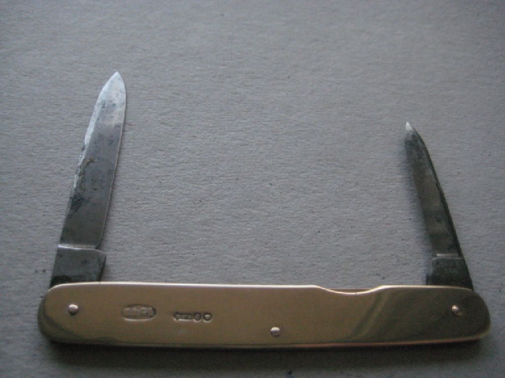 Victorian 9ct Gold Asprey Made Twin Bladed Penknife - Image 5 of 8
