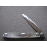 George III Small Mother of Pearl Hafted Silver Fruit Knife