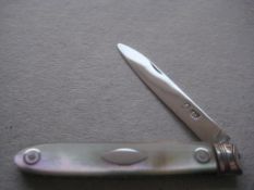 George III Small Mother of Pearl Hafted Silver Fruit Knife