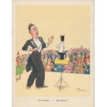 85 Yrs Old Guinness Double Page Illustration "Magician " & "Gallery"