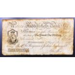 1815 Huddersfield Bank 1 Guinea note