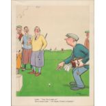 85 Years Old Guinness Double Page Illustration "Golf" & "Cricket"
