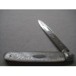 Large Victorian Mother of Pearl Hafted Silver Folding Fruit Knife