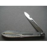 Victorian Lilley of Valley Mother of Pearl Carved Silver Folding Fruit Knife