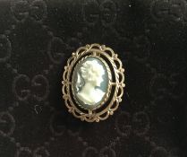 Vintage 9ct Gold Cameo Brooch And Earrings Set