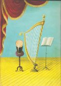 1954 Guinness Double Page Illustration "Harp & Pint" & "Music"