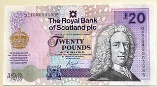 Unique memento £20 RBS Banknote
