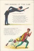 1954 Guinness Double Page Illustration "Power Of the Law" & "Marriage"