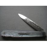 Victorian Mother of Pearl Hafted Silver Folding Fruit Knife