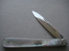 Rare Victorian Prince of Wales Feathers Engraved Silver Fruit Knife