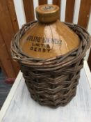 Stoneware vintage Brewery bottle with basket (Offilers Brewery Derby)