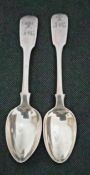 Two 19th Century silver fiddle pattern spoons.