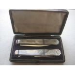 Rare Cased George IV Mother of Pearl Hafted Fruit Knife and Fork