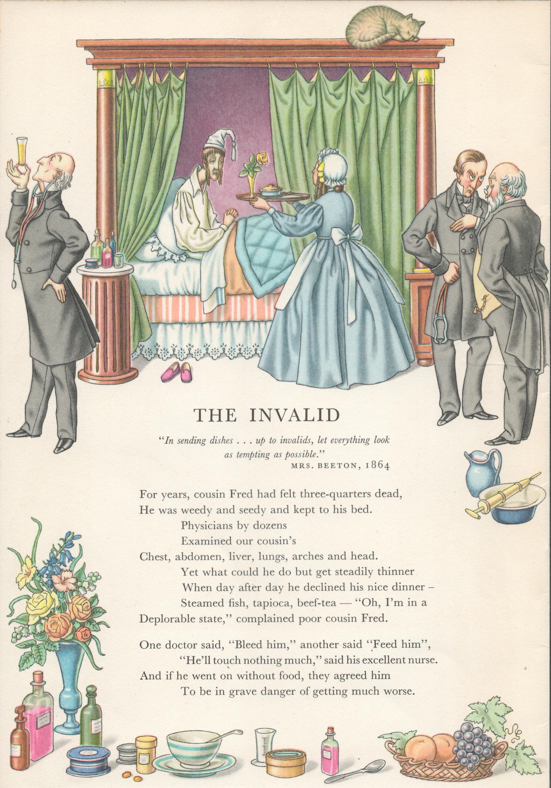 1956 Guinness Double Page Illustration "The Invalid" & "His Guest"